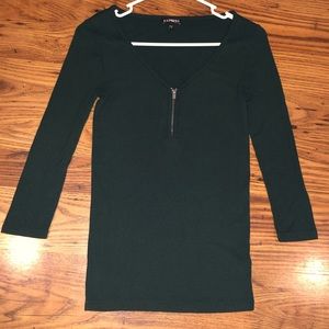 NWOT Express 3/4 Sleeve Ribbed Top Green Size S